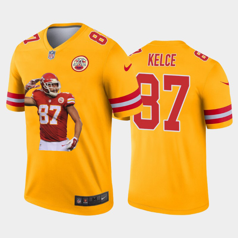 Kansas City Chiefs #87 Travis Kelce Team Hero 8 Vapor Limited Jersey Yellow cheap jerseys for sale - CheapJerseys.Shop