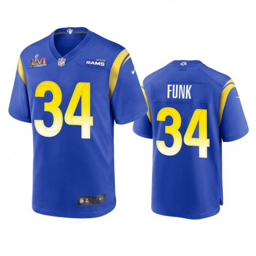 Los Angeles Los Angeles Rams #34 Jake Funk Men's Super Bowl LVI Patch Game Jersey - Royal Men's cheap jerseys for sale - CheapJerseys.Shop