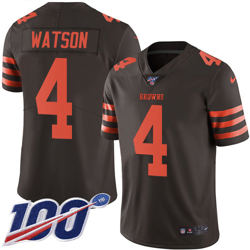 Browns #4 Deshaun Watson Brown Men's Stitched Limited Rush 100th Season Jersey cheap jerseys for sale - CheapJerseys.Shop