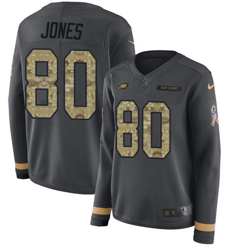 Eagles #80 Julio Jones Anthracite Salute To Service Women's Stitched Limited Therma Long Sleeve Jersey cheap jerseys for sale - CheapJerseys.Shop