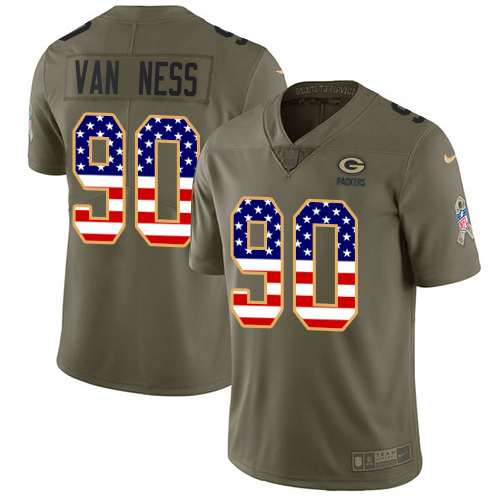 Packers #90 Lukas Van Ness Olive/USA Flag Youth Stitched Limited 2017 Salute To Service Jersey cheap jerseys for sale - CheapJerseys.Shop