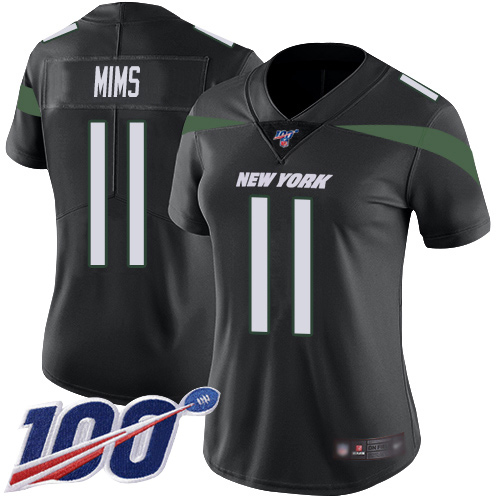 New York Jets #11 Denzel Mim Black Alternate Women's Stitched 100th Season Vapor Untouchable Limited Jersey Womens cheap jerseys for sale - CheapJerseys.Shop