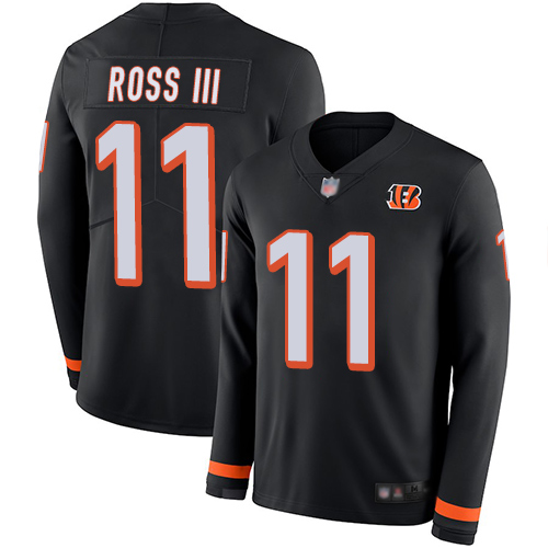 Cincinnati Bengals #11 John Ross III Black Team Color Men's Stitched Limited Therma Long Sleeve Jersey Men's cheap jerseys for sale - CheapJerseys.Shop