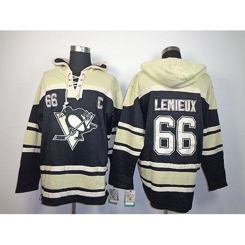 Pittsburgh Penguins #66 Mario Lemieux Black Sawyer Hooded Sweatshirt Stitched Jersey Men's cheap jerseys for sale - CheapJerseys.Shop