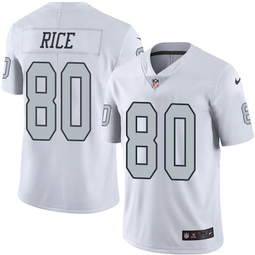 Las Vegas Raiders #80 Jerry Rice White Men's Stitched Limited Rush Jersey Men's cheap jerseys for sale - CheapJerseys.Shop