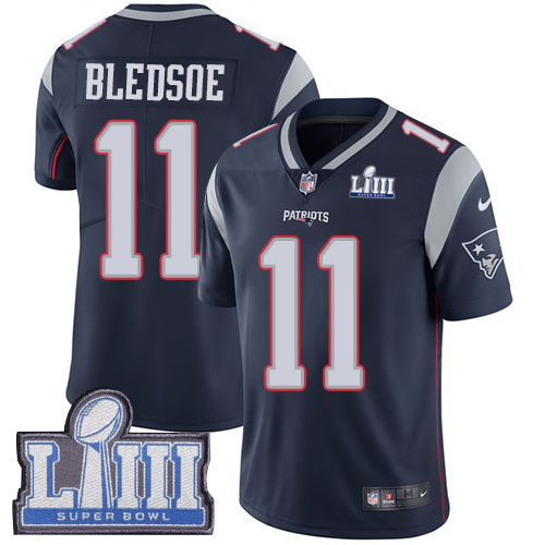 New England Patriots #11 Drew Bledsoe Navy Blue Team Color Super Bowl LIII Bound Men's Stitched Vapor Untouchable Limited Jersey Men's cheap jerseys for sale - CheapJerseys.Shop