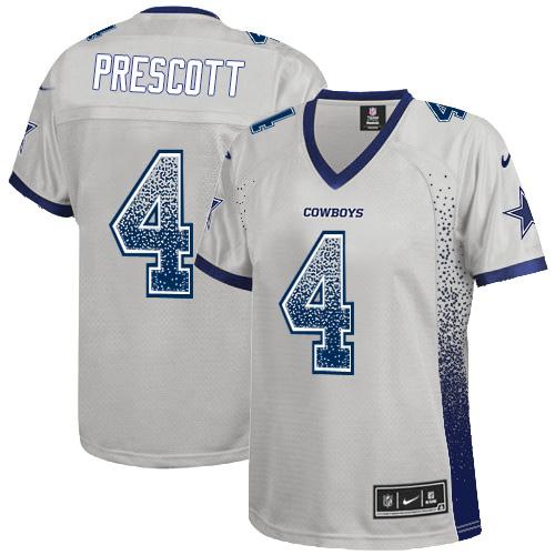 Cowboys #4 Dak Prescott Grey Women's Stitched Elite Drift Fashion Jersey cheap jerseys for sale - CheapJerseys.Shop