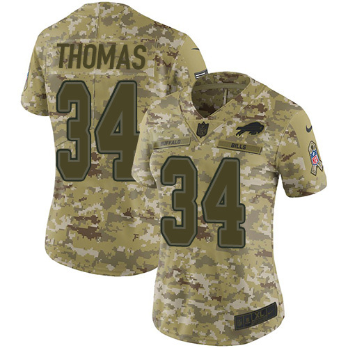 Buffalo Bills #34 Thurman Thomas Camo Women's Stitched Limited 2018 Salute to Service Jersey Womens cheap jerseys for sale - CheapJerseys.Shop