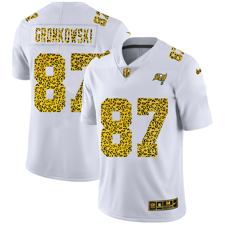 Tampa Bay Buccaneers #87 Rob Gronkowski Men's Flocked Leopard Print Vapor Limited Jersey White cheap jerseys for sale - CheapJerseys.Shop