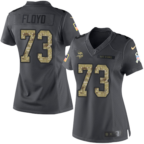 Minnesota Vikings #73 Sharrif Floyd Black Women's Stitched Limited 2016 Salute To Service Jersey Womens cheap jerseys for sale - CheapJerseys.Shop