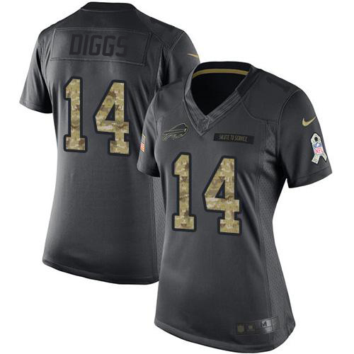 Bills #14 Stefon Diggs Black Women's Stitched Limited 2016 Salute To Service Jersey cheap jerseys for sale - CheapJerseys.Shop