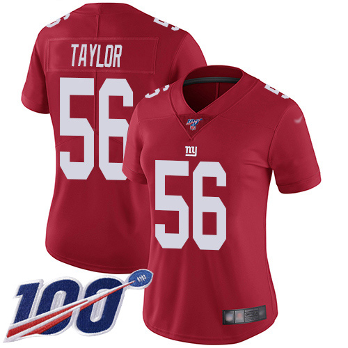 Giants #56 Lawrence Taylor Red Alternate Women's Stitched 100th Season Vapor Limited Jersey cheap jerseys for sale - CheapJerseys.Shop