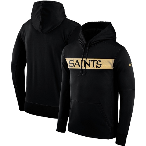 Men's New Orleans Saints Black Sideline Team Performance Pullover Hoodie cheap jerseys for sale - CheapJerseys.Shop