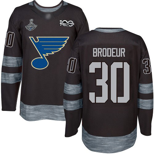 St. Louis Blues #30 Martin Brodeur Black 1917-2017 100th Anniversary Stanley Cup Champions Stitched Jersey Men's cheap jerseys for sale - CheapJerseys.Shop