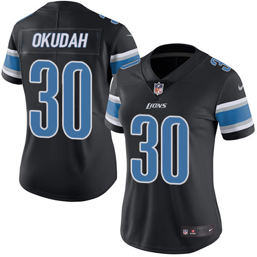 Detroit Lions #30 Jeff Okudah Black Women's Stitched Limited Rush Jersey Womens cheap jerseys for sale - CheapJerseys.Shop