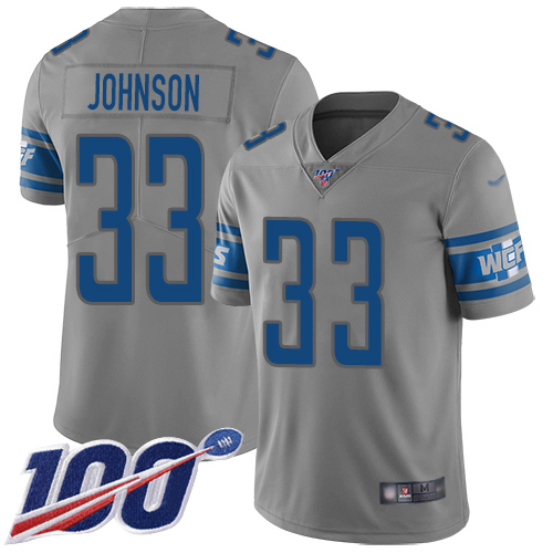 Detroit Lions #33 Kerryon Johnson Gray Youth Stitched Limited Inverted Legend 100th Season Jersey Youth cheap jerseys for sale - CheapJerseys.Shop