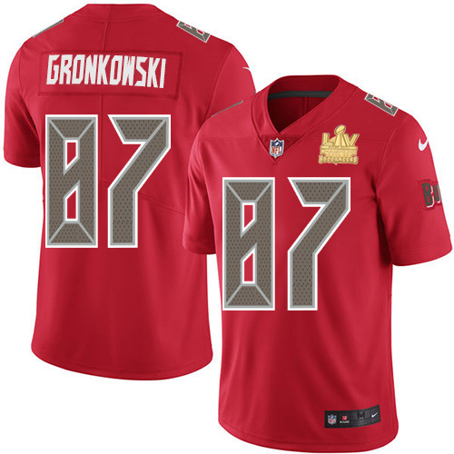 Buccaneers #87 Rob Gronkowski Red Youth Super Bowl LV Champions Stitched Limited Rush Jersey cheap jerseys for sale - CheapJerseys.Shop