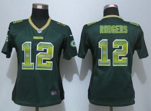 Packers #12 Aaron Rodgers Green Team Color Women's Stitched Elite Strobe Jersey cheap jerseys for sale - CheapJerseys.Shop
