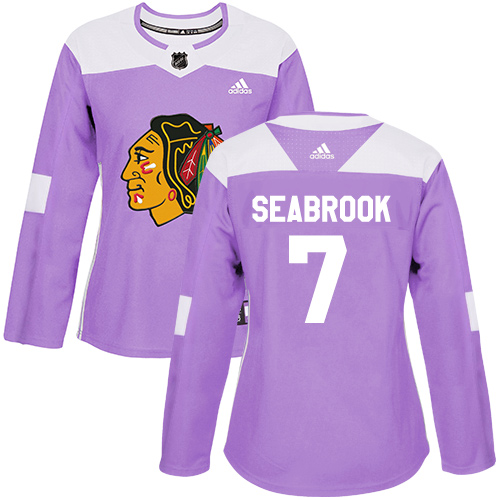 Chicago Blackhawks #7 Brent Seabrook Purple Authentic Fights Cancer Women's Stitched Jersey Womens cheap jerseys for sale - CheapJerseys.Shop