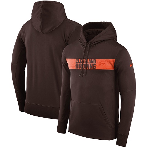 Men's Cleveland Browns Brown Sideline Team Performance Pullover Hoodie cheap jerseys for sale - CheapJerseys.Shop