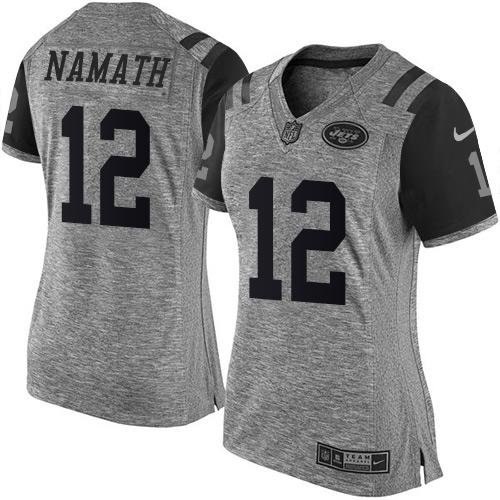 Jets #12 Joe Namath Gray Women's Stitched Limited Gridiron Gray Jersey cheap jerseys for sale - CheapJerseys.Shop