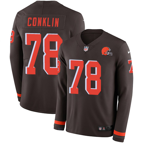 Cleveland Browns #78 Jack Conklin Brown Team Color Men's Stitched Limited Therma Long Sleeve Jersey Men's cheap jerseys for sale - CheapJerseys.Shop