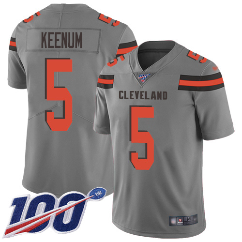 Cleveland Browns #5 Case Keenum Gray Men's Stitched Limited Inverted Legend 100th Season Jersey Men's cheap jerseys for sale - CheapJerseys.Shop
