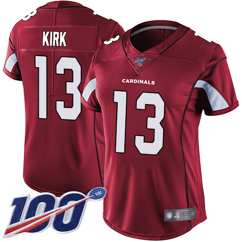 Arizona Cardinals #13 Christian Kirk Red Team Color Women's Stitched 100th Season Vapor Limited Jersey Womens cheap jerseys for sale - CheapJerseys.Shop