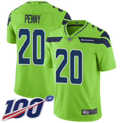 Seattle Seahawks #20 Rashaad Penny Green Men's Stitched Limited Rush 100th Season Jersey Men's cheap jerseys for sale - CheapJerseys.Shop