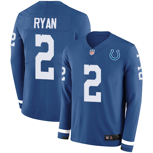Colts #2 Matt Ryan Royal Blue Team Color Men's Stitched Limited Therma Long Sleeve Jersey cheap jerseys for sale - CheapJerseys.Shop