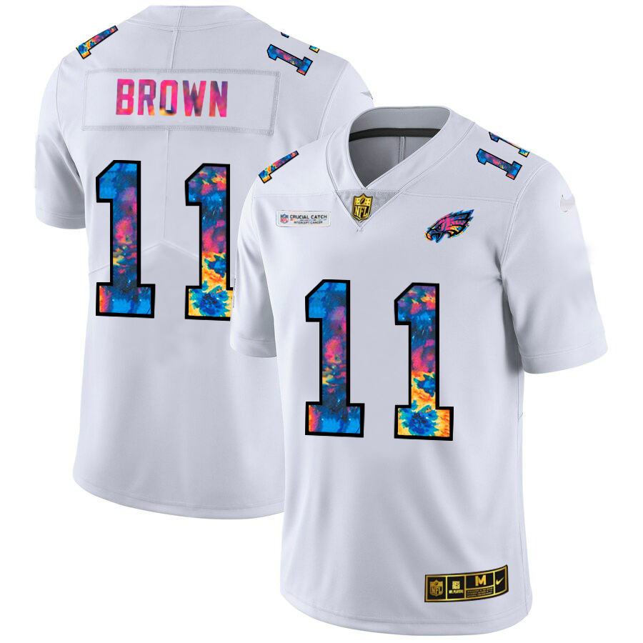 Philadelphia Eagles #11 A.J. Brown Men's White Multi-Color 2020 Crucial Catch Limited Jersey cheap jerseys for sale - CheapJerseys.Shop