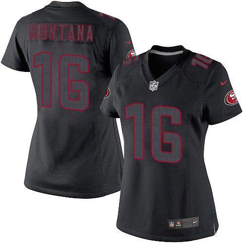 49ers #16 Joe Montana Black Impact Women's Stitched Limited Jersey cheap jerseys for sale - CheapJerseys.Shop