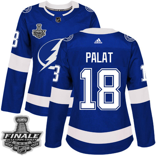 Tampa Bay Lightning #18 Ondrej Palat Blue Home Authentic Women's 2021 Stanley Cup Final Patch Jersey Womens cheap jerseys for sale - CheapJerseys.Shop