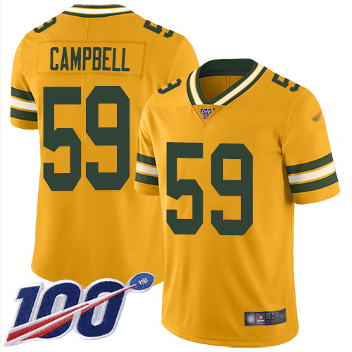 Green Bay Packers #59 De'Vondre Campbell Gold Men's Stitched Limited Inverted Legend 100th Season Jersey Men's cheap jerseys for sale - CheapJerseys.Shop