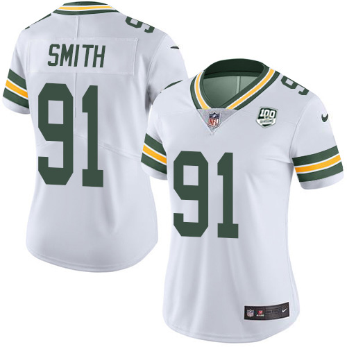 Green Bay Packers #91 Preston Smith White Women's 100th Season Stitched Vapor Untouchable Limited Jersey Womens cheap jerseys for sale - CheapJerseys.Shop