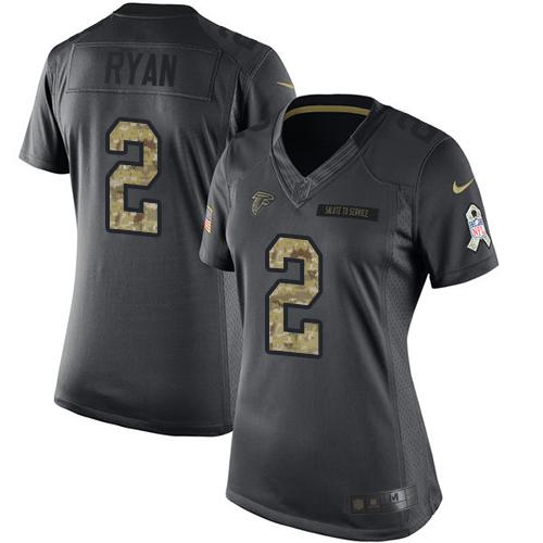 Atlanta Falcons #2 Matt Ryan Black Women's Stitched Limited 2016 Salute to Service Jersey Womens cheap jerseys for sale - CheapJerseys.Shop