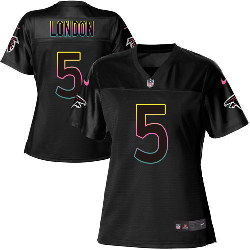 Falcons #5 Drake London Black Women's Fashion Game Jersey cheap jerseys for sale - CheapJerseys.Shop