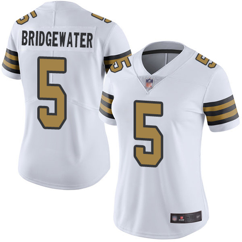 New Orleans Saints #5 Teddy Bridgewater White Women's Stitched Limited Rush Jersey Womens cheap jerseys for sale - CheapJerseys.Shop