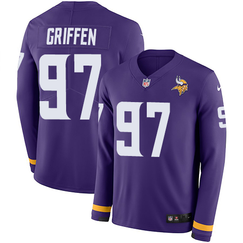 Minnesota Vikings #97 Everson Griffen Purple Team Color Men's Stitched Limited Therma Long Sleeve Jersey Men's cheap jerseys for sale - CheapJerseys.Shop