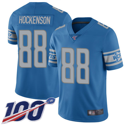 Detroit Lions #88 T.J. Hockenson Blue Team Color Men's Stitched 100th Season Vapor Limited Jersey Men's cheap jerseys for sale - CheapJerseys.Shop