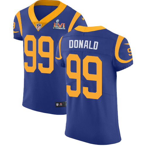 Rams #99 Aaron Donald Royal Blue Alternate Super Bowl LVI Patch Men's Stitched Vapor Untouchable Elite Jersey cheap jerseys for sale - CheapJerseys.Shop