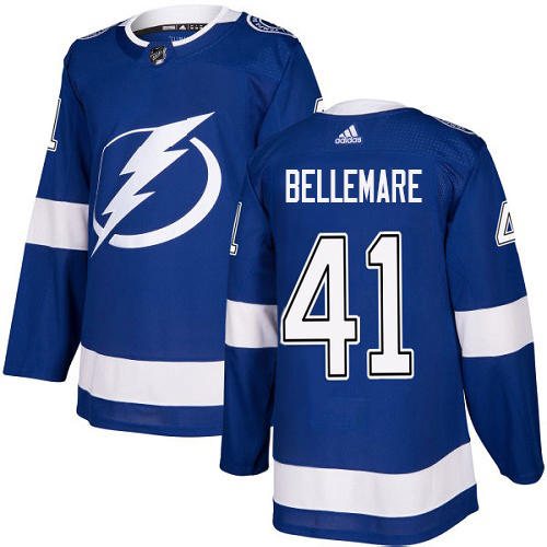 Tampa Bay Lightning #41 Pierre-Edouard Bellemare Blue Home Authentic Stitched Youth Jersey Youth cheap jerseys for sale - CheapJerseys.Shop