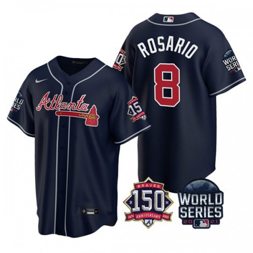 Atlanta Atlanta Braves #8 Eddie Rosario 150th Anniversary 2021 World Series Youth Jersey - Navy Youth cheap jerseys for sale - CheapJerseys.Shop