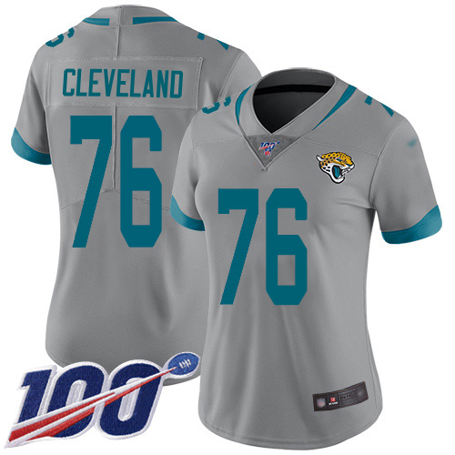 Jaguars #76 Ezra Cleveland Silver Women's Stitched Limited Inverted Legend 100th Season Jersey cheap jerseys for sale - CheapJerseys.Shop