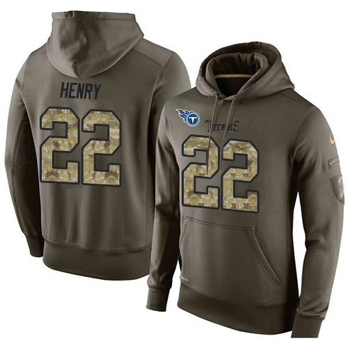 Men's Tennessee Titans #22 Derrick Henry Stitched Green Olive Salute To Service KO Performance Hoodie cheap jerseys for sale - CheapJerseys.Shop