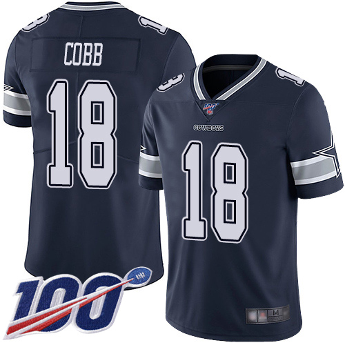 Dallas Cowboys #18 Randall Cobb Navy Blue Team Color Men's Stitched 100th Season Vapor Limited Jersey Men's cheap jerseys for sale - CheapJerseys.Shop