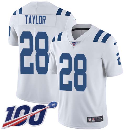 Colts #28 Jonathan Taylor White Men's Stitched 100th Season Vapor Untouchable Limited Jersey cheap jerseys for sale - CheapJerseys.Shop