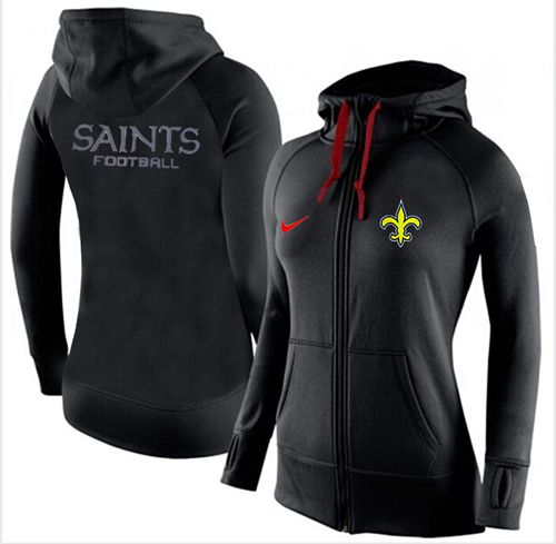 Women's New Orleans Saints Full-Zip Performance Hoodie Black cheap jerseys for sale - CheapJerseys.Shop