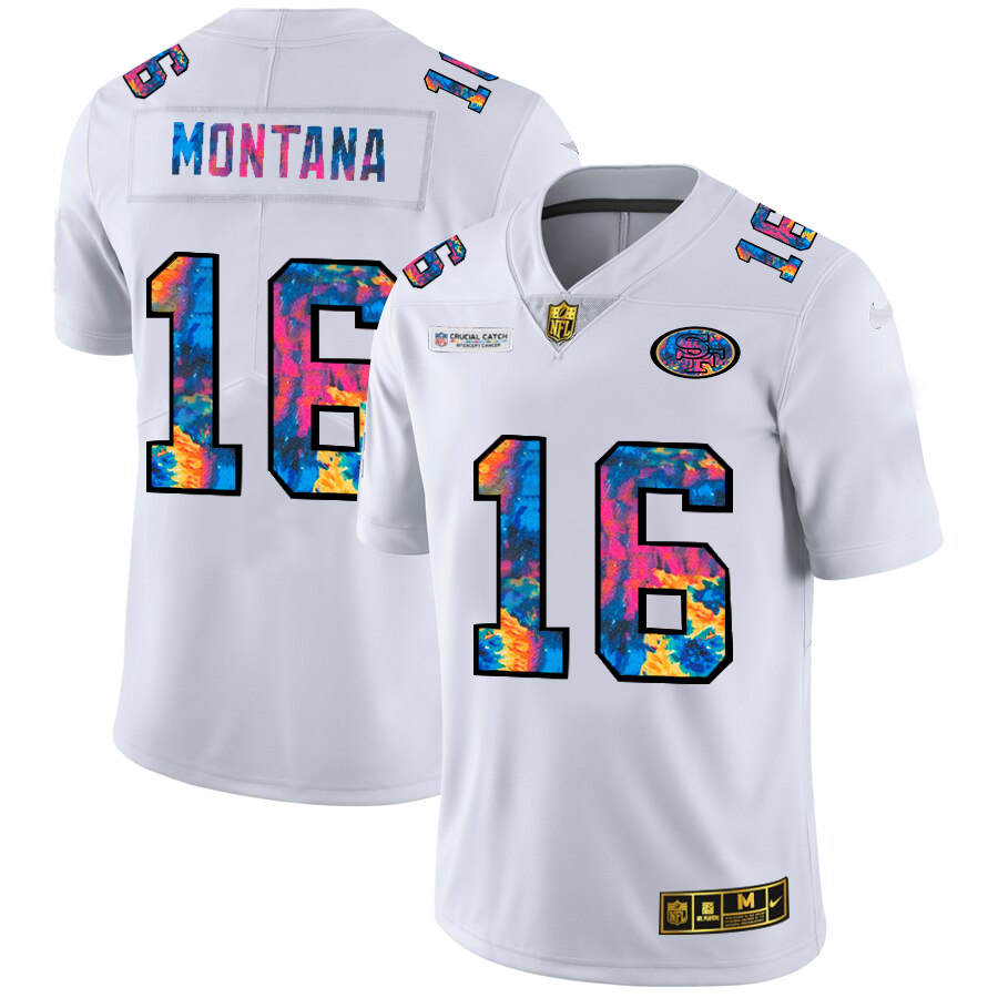 San Francisco 49ers #16 Joe Montana Men's White Multi-Color 2020 Crucial Catch Limited Jersey cheap jerseys for sale - CheapJerseys.Shop