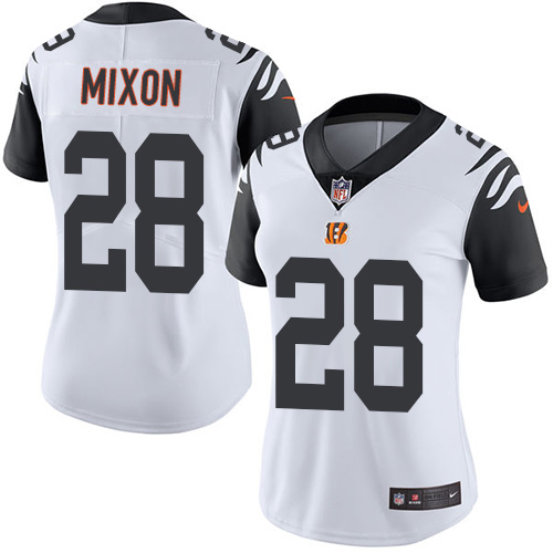 Bengals #28 Joe Mixon White Women's Stitched Limited Rush Jersey cheap jerseys for sale - CheapJerseys.Shop